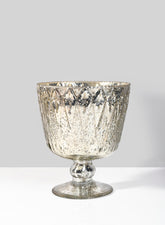 7in & 9in Patterned Silver Mercury Glass Coupes