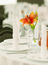 Burnt Orange Lily & Bud in Clear Shot Glass