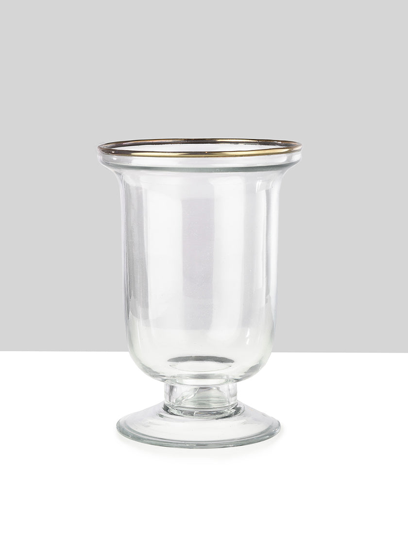 5 3/4in Pedestal Vase With Gold Rim