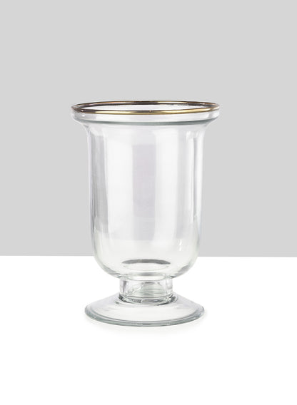 5 3/4in Pedestal Vase With Gold Rim