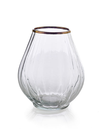 6in Gold Rim Balloon Glass Vase