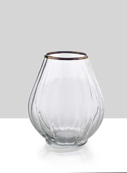 6in Gold Rim Balloon Glass Vase