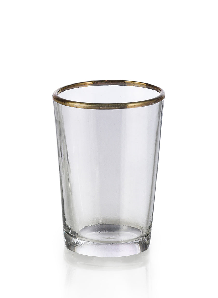 Tapered Glass Votive Holder With Gold Rim