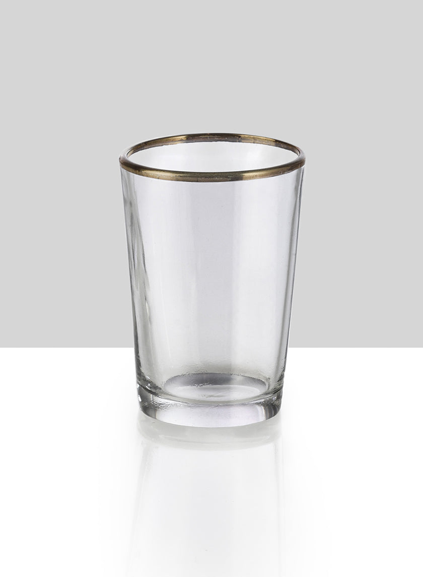 Tapered Glass Votive Holder With Gold Rim