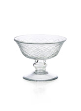 Diamond Cut Glass Pedestal Bowl, 4 1/2 x 3  1/2in