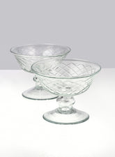 Diamond Cut Glass Pedestal Bowl, 4 1/2 x 3  1/2in