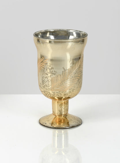 6in Gold Etched Goblet Vase