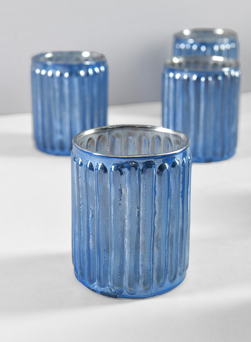 3in Tall La Fete en Antique Blue Votive Holder