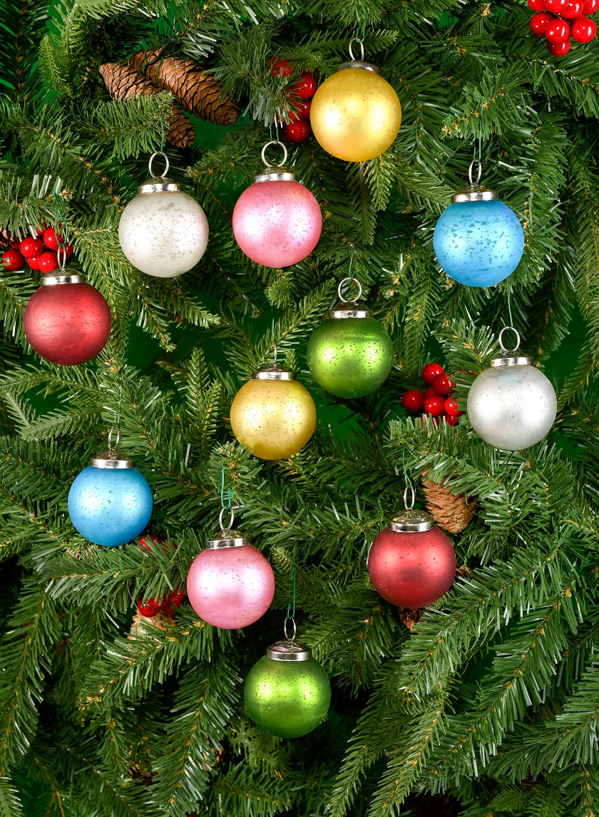 2in Matt Multi Color Glass Ball Ornament