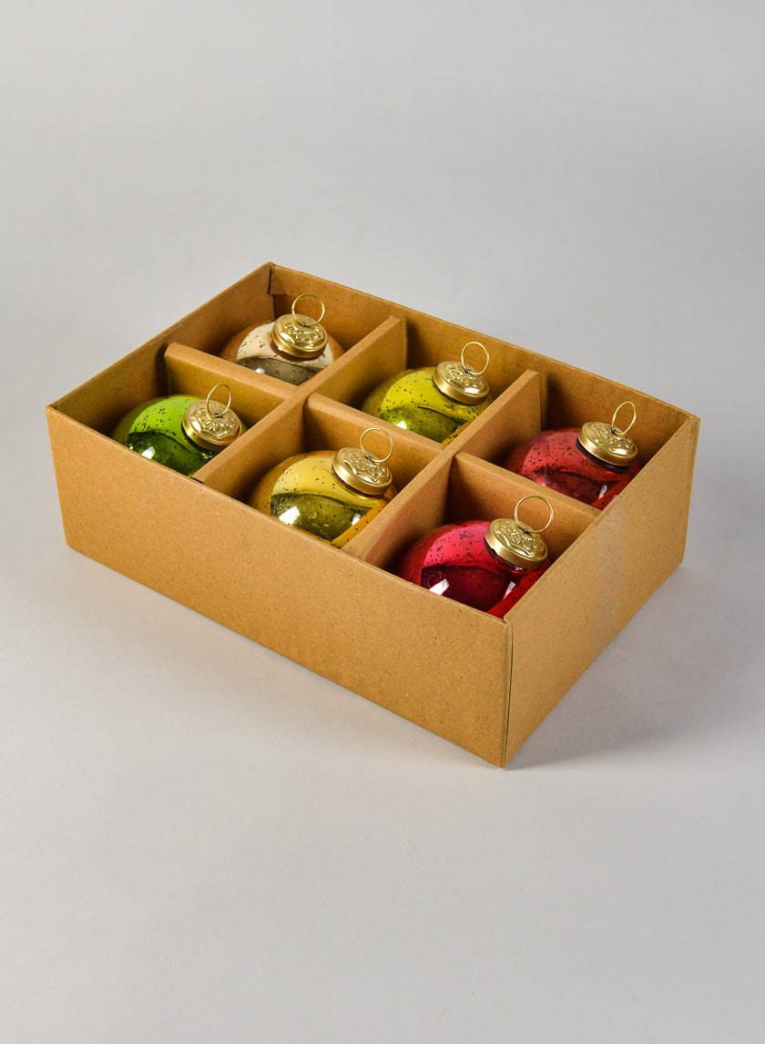 3in Red, Green &amp; Gold Ornament Balls with Gold Hook