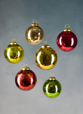 3in Red, Green & Gold Ornament Balls with Gold Hook