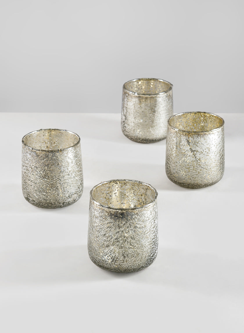 3.5in Tall Antique Platinum Candle Holders