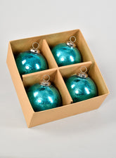 4in & 6in Antique Aqua Glass Ball Ornaments