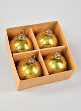 4in Antique Gold Glass Ornament Ball In Window Box