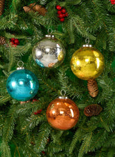 4in & 6in Antique Aqua Glass Ball Ornaments