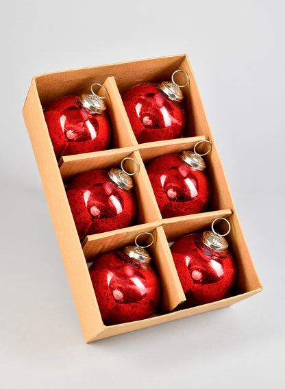 3in Antique Red Ball Ornament In Window Box