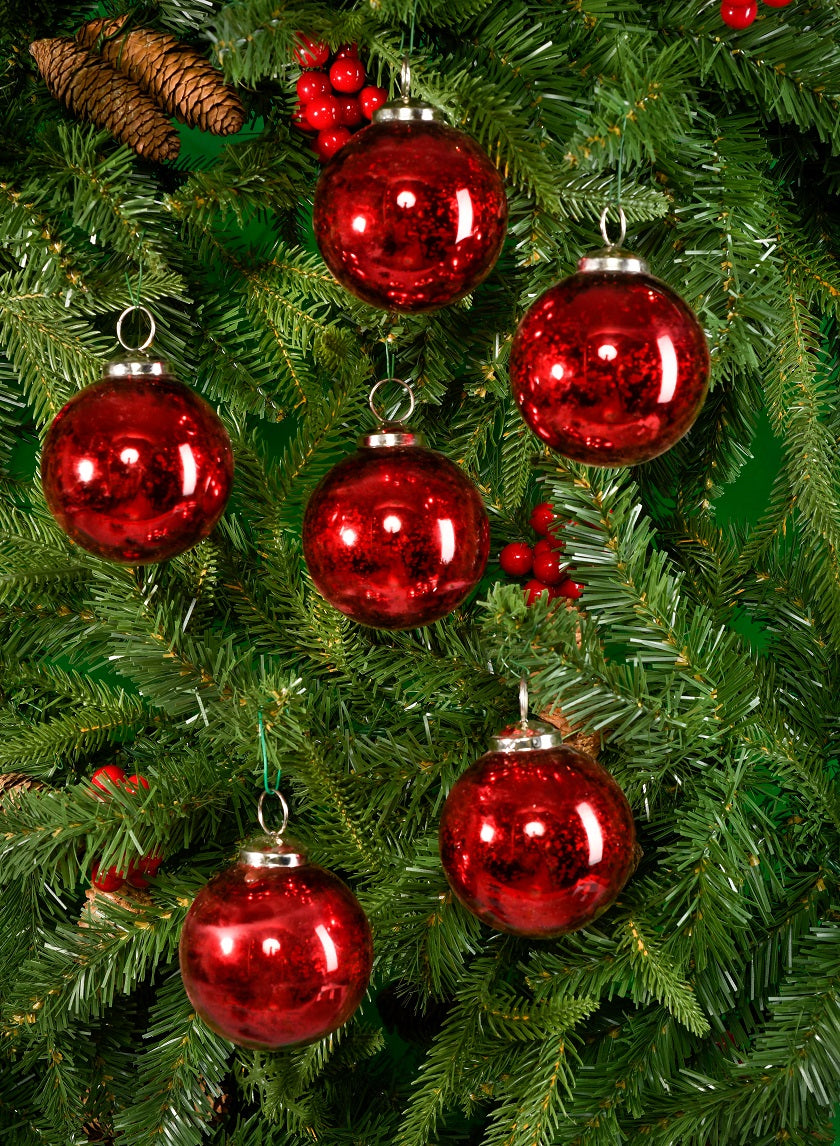 6in Antique Red Glass Ball Ornament