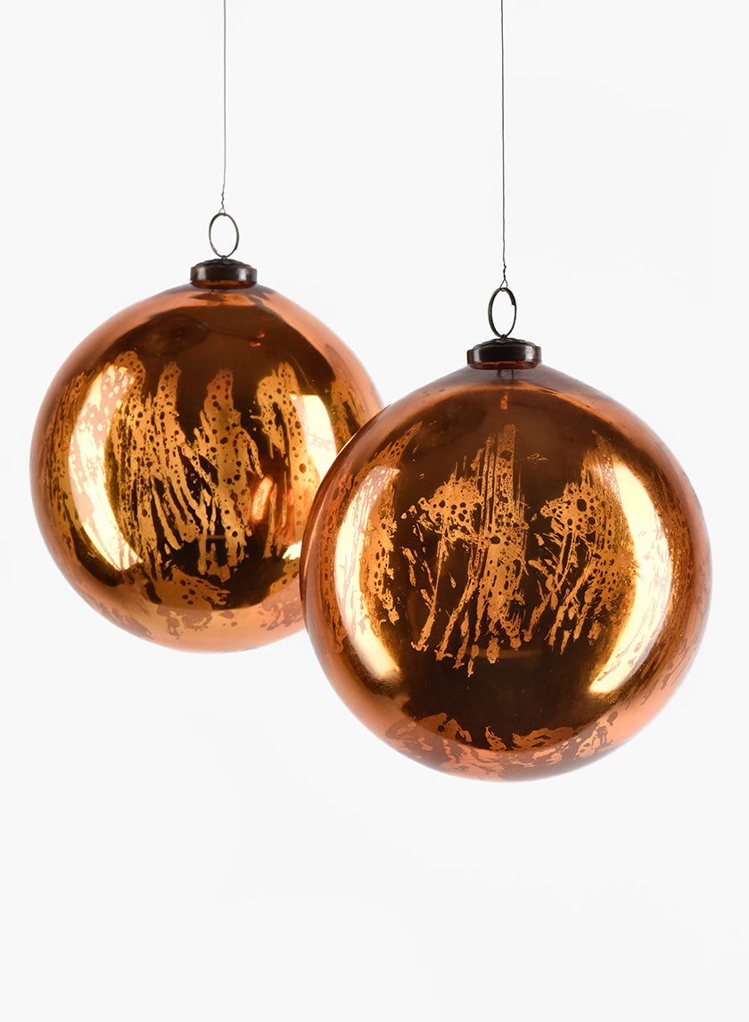 Antique Copper Glass Ornament Balls