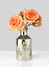 5  3/4in Branch Etched Antique Silver Bottle Vase