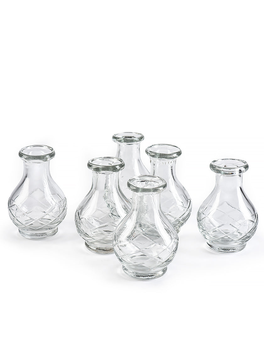 4in H Cut Work Clear Glass Bottle Vase