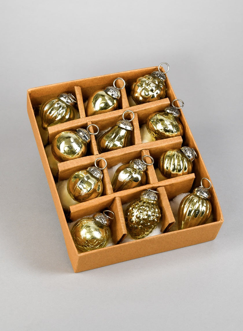 Mini Light Gold Mercury Glass Ornaments