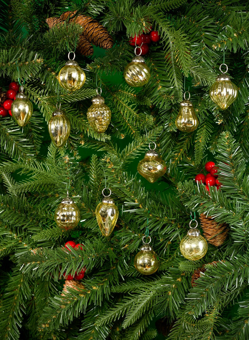 Mini Light Gold Mercury Glass Ornaments