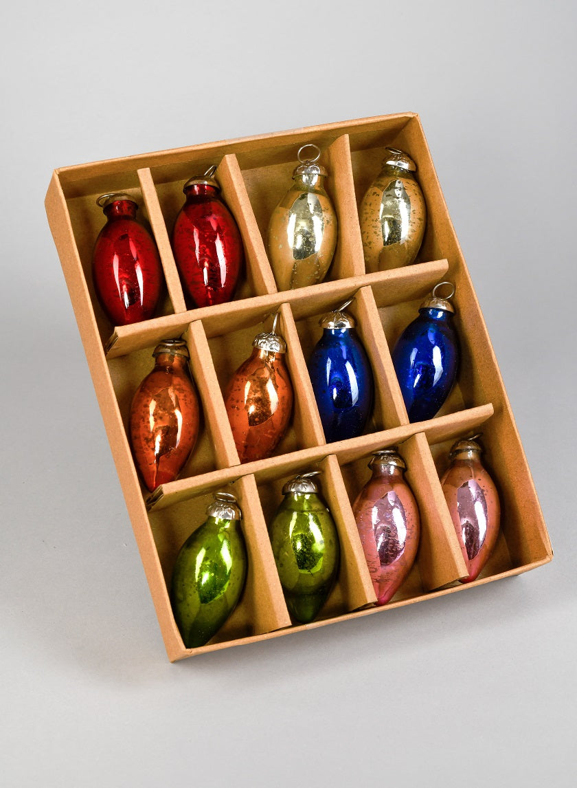 C7 Multicolor Mercury Glass Bulb Ornaments