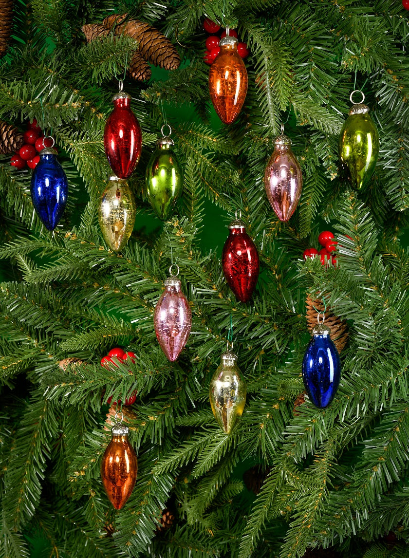 C7 Multicolor Mercury Glass Bulb Ornaments