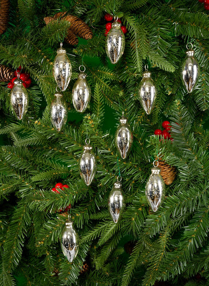 C7 Silver Mercury Glass Bulb Ornaments