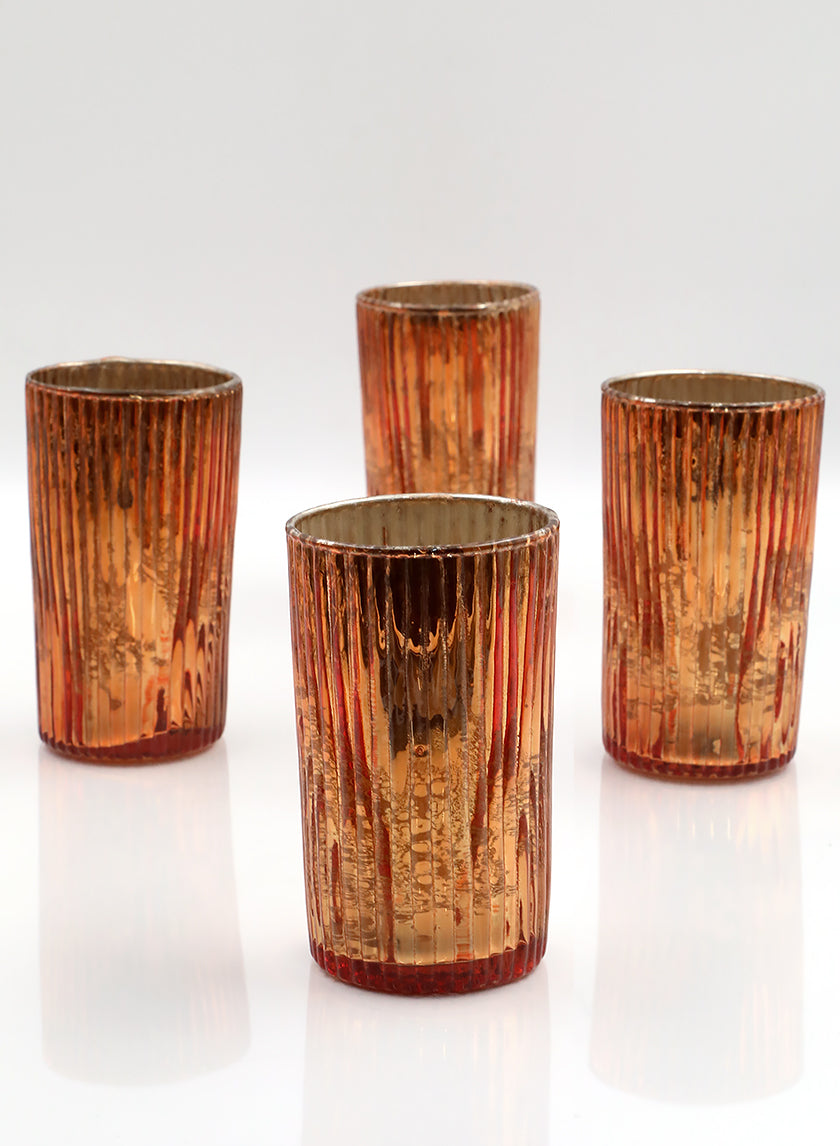 5in High Ribbed Antique Copper Votive