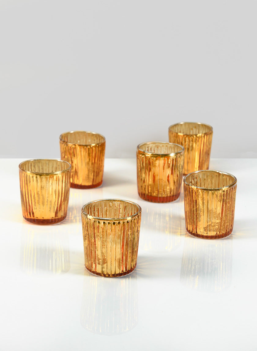 2 ½in Ribbed Antique Copper Votives