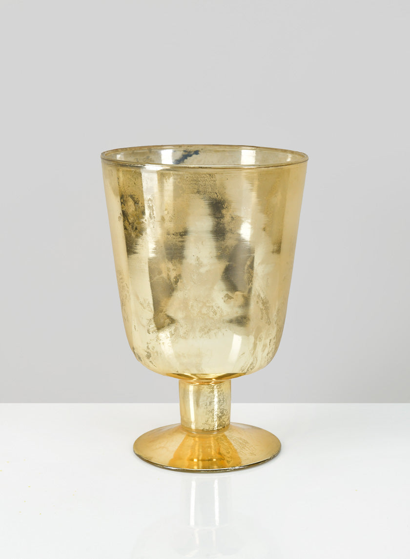 6 x 8  1/2in Antique Gold Pedestal Vase