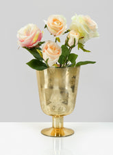 6 x 8  1/2in Antique Gold Pedestal Vase