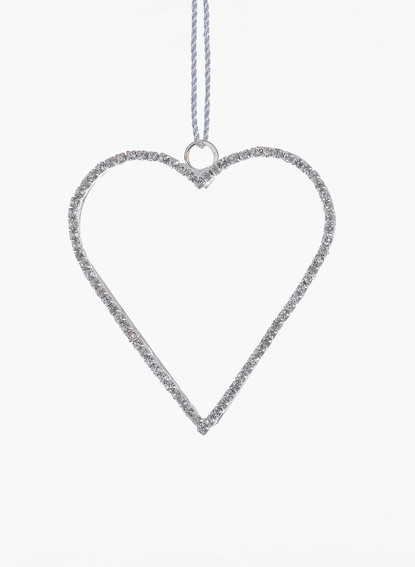 3in Silver Rhinestone Heart Ornament