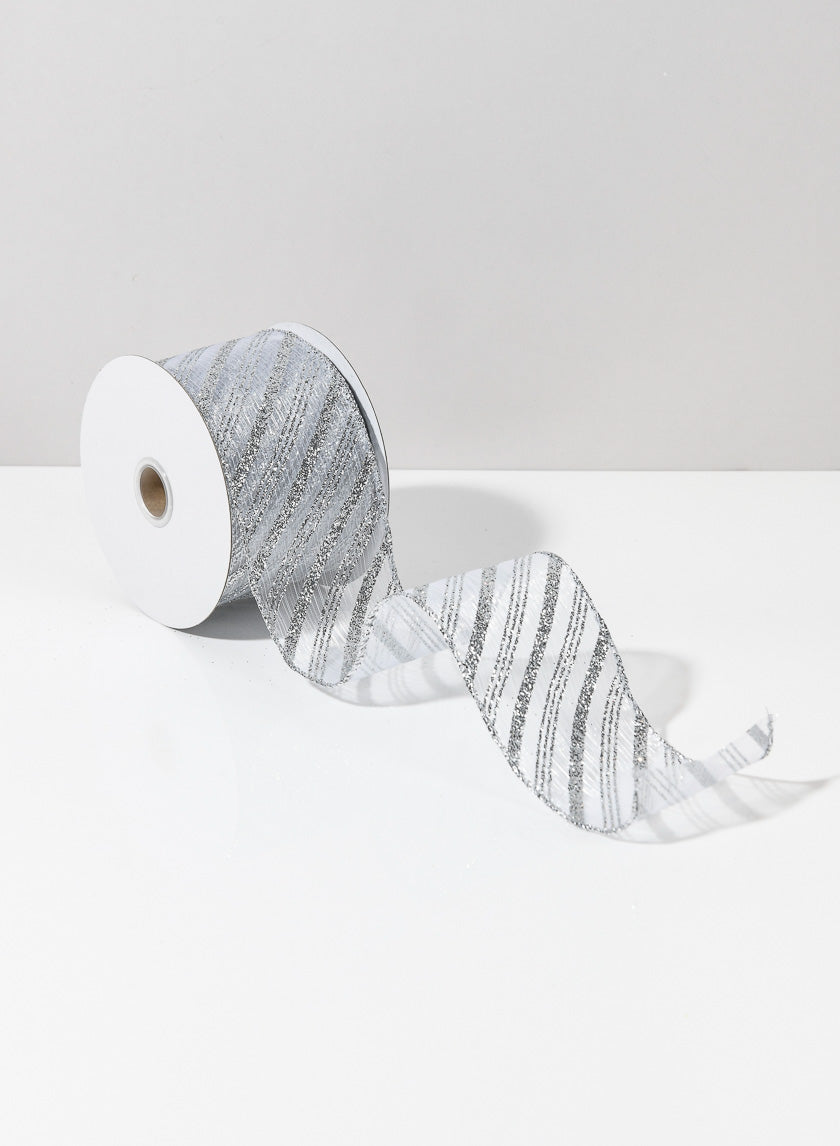 2  1/2in x 10yds Roll Ribbon-White/Silver