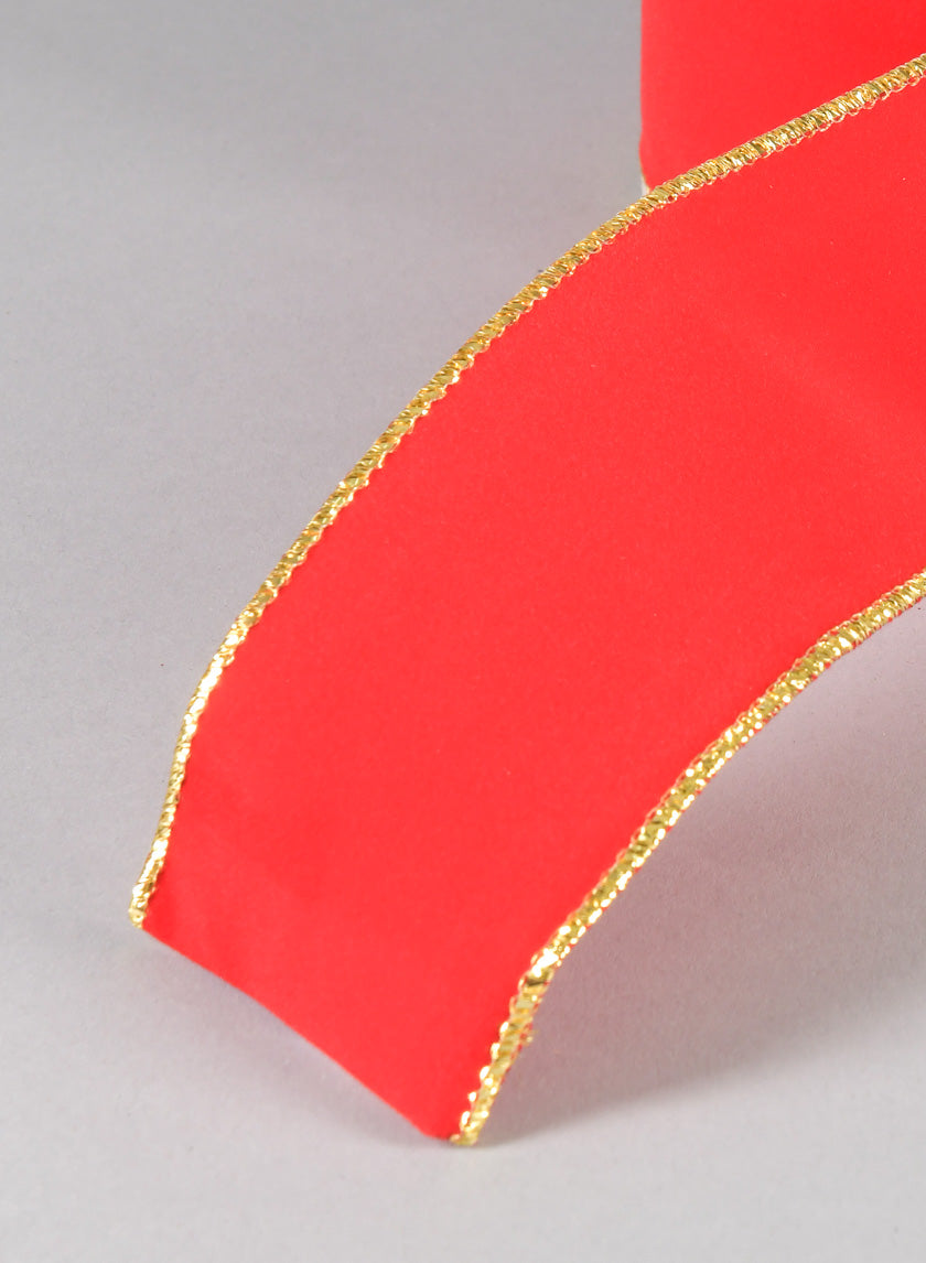 2.5&quot; *10YD/Roll Ribbon-Red W/Gold Glitter