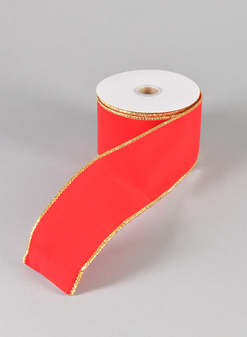 2.5&quot; *10YD/Roll Ribbon-Red W/Gold Glitter