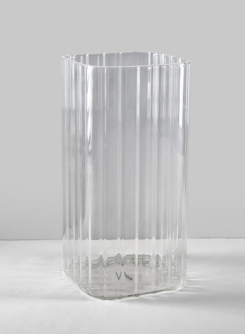 8in Vendome Rounded square ribbed vase