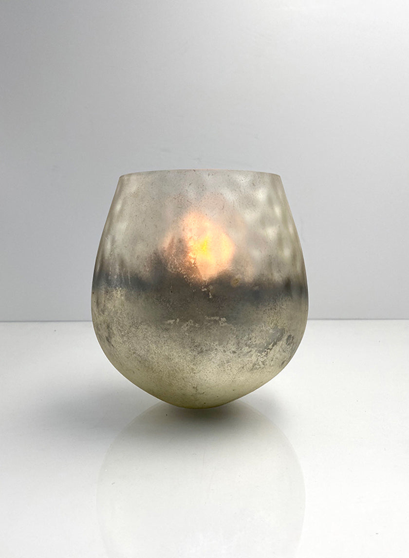 6 1/2 x 7in Ombre Gold Frost Balloon Glass Vase