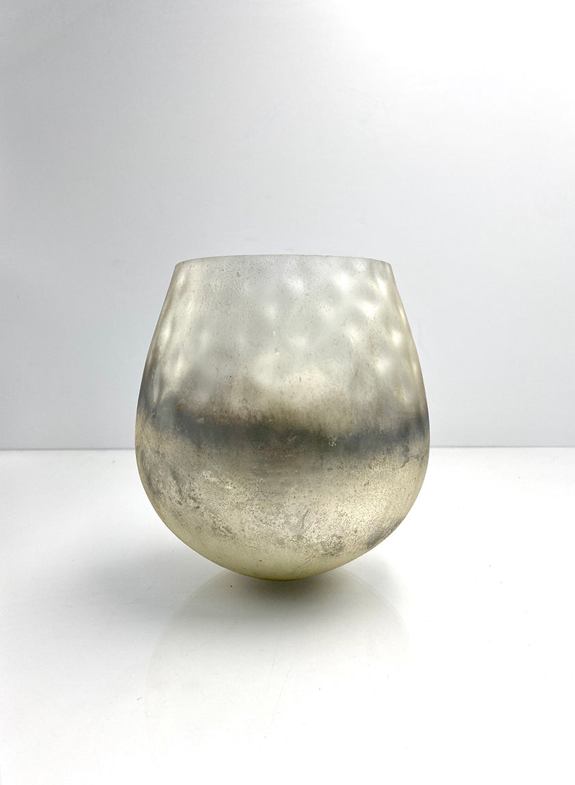 6 1/2 x 7in Ombre Gold Frost Balloon Glass Vase