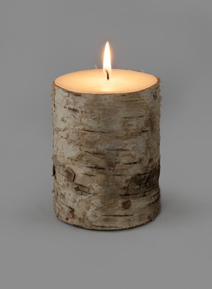 3 x 4in Birch Bark Pillar Candle