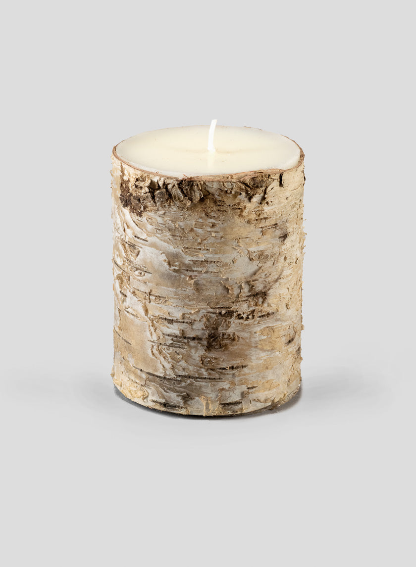 3 x 4in Birch Bark Pillar Candle