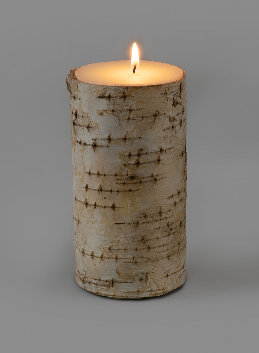 3 x 5  3/4in Birch Bark Pillar Candle