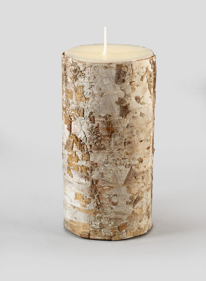 3 x 5  3/4in Birch Bark Pillar Candle