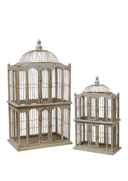 Antiqued Oblong Decorative Birdcages