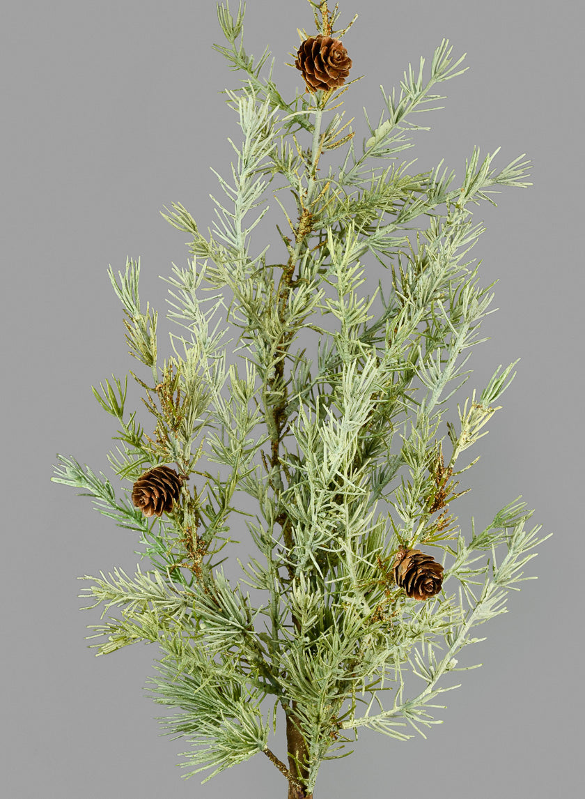 38in Blue Cypress Spray With Pine Cones