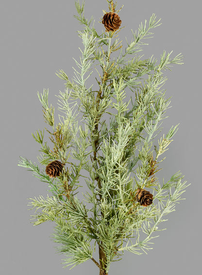 38in Blue Cypress Spray With Pine Cones