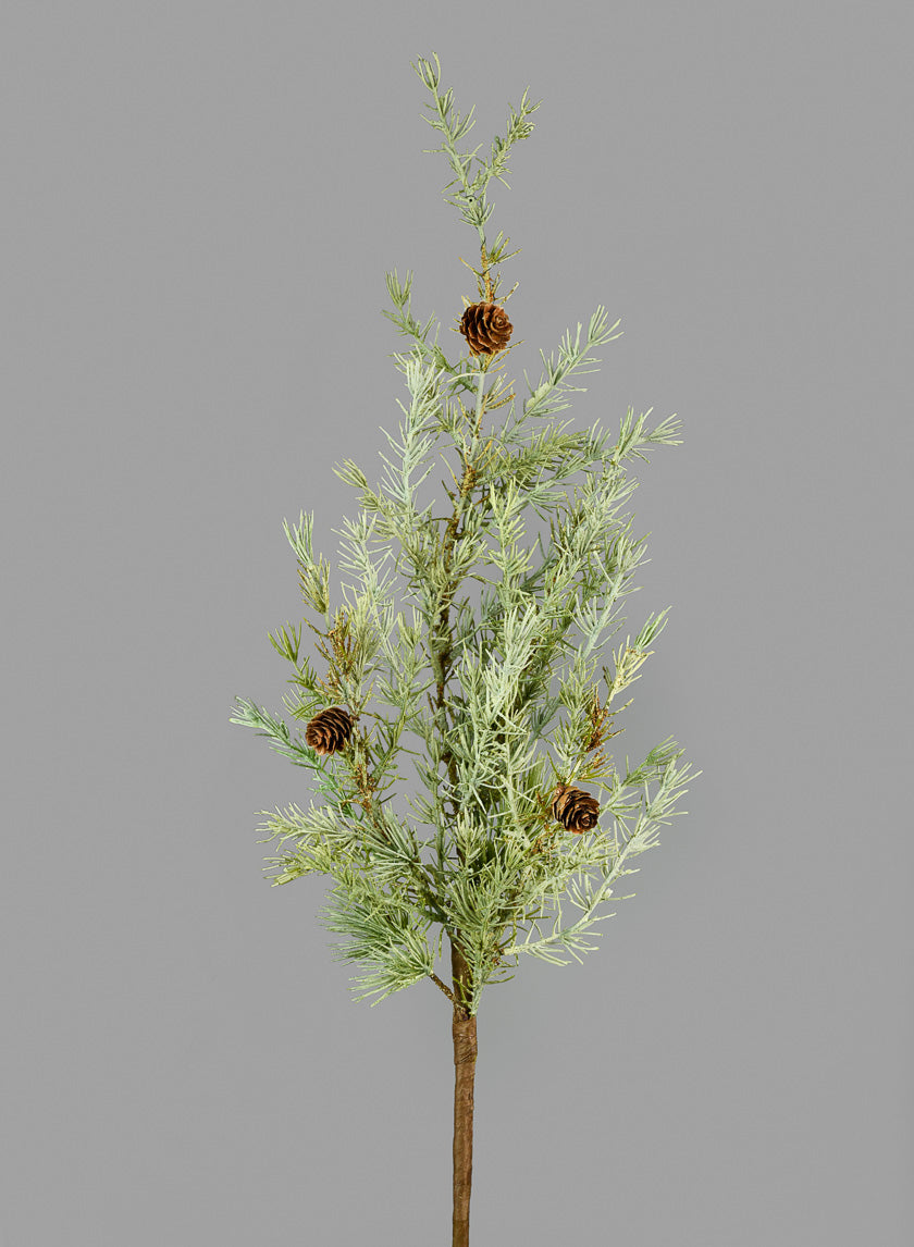 38in Blue Cypress Spray With Pine Cones