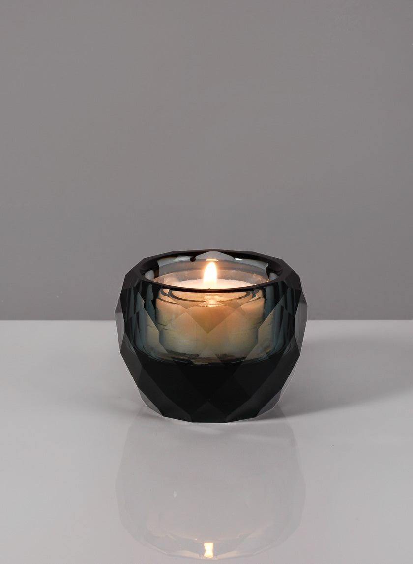 2  1/4in Grey Faceted Cup Tealight Holder