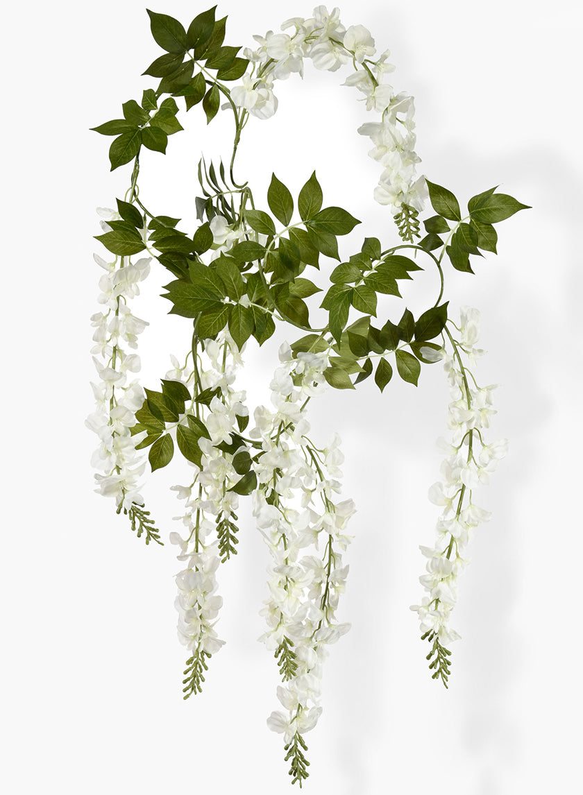 78in White Wisteria Vine Hanging Garland